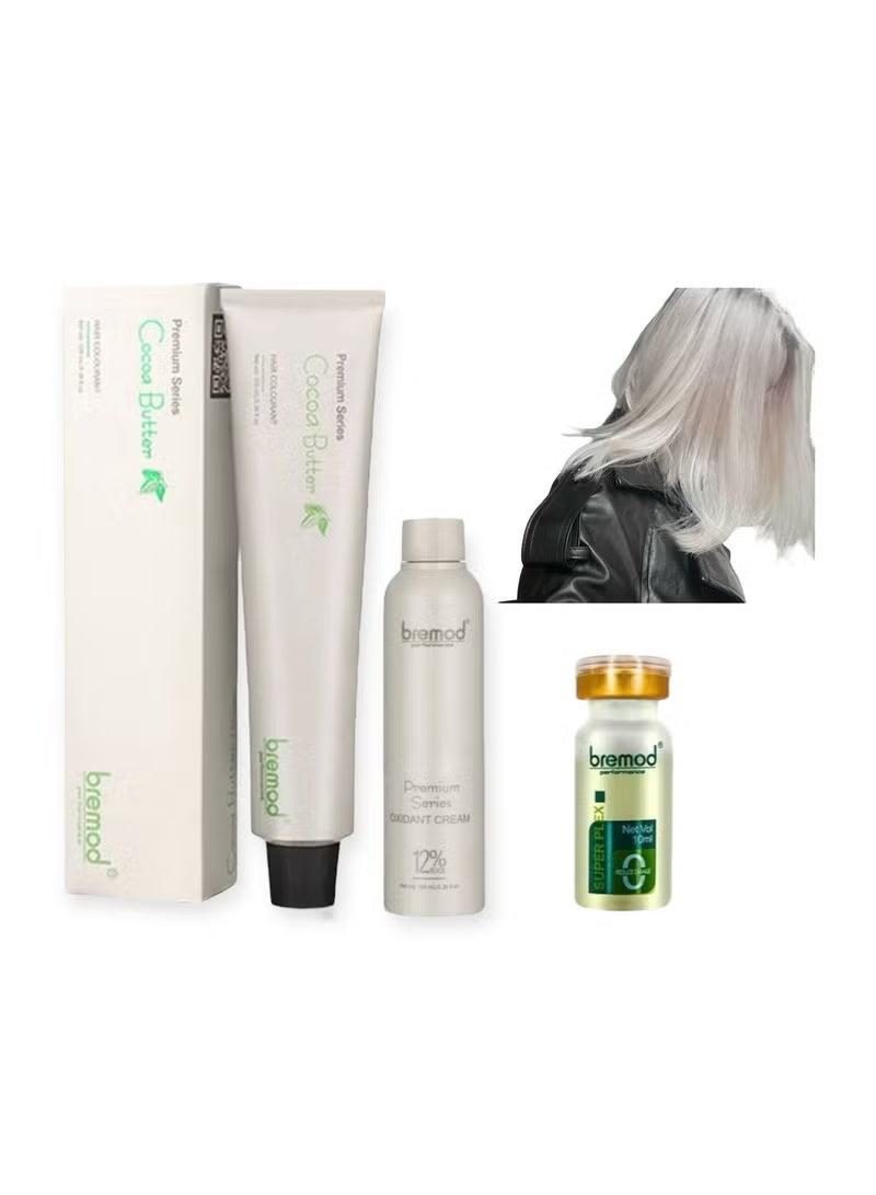 صبغة شعر دائمة فاخرة بلون أبيض رمادي، فائقة المرونة